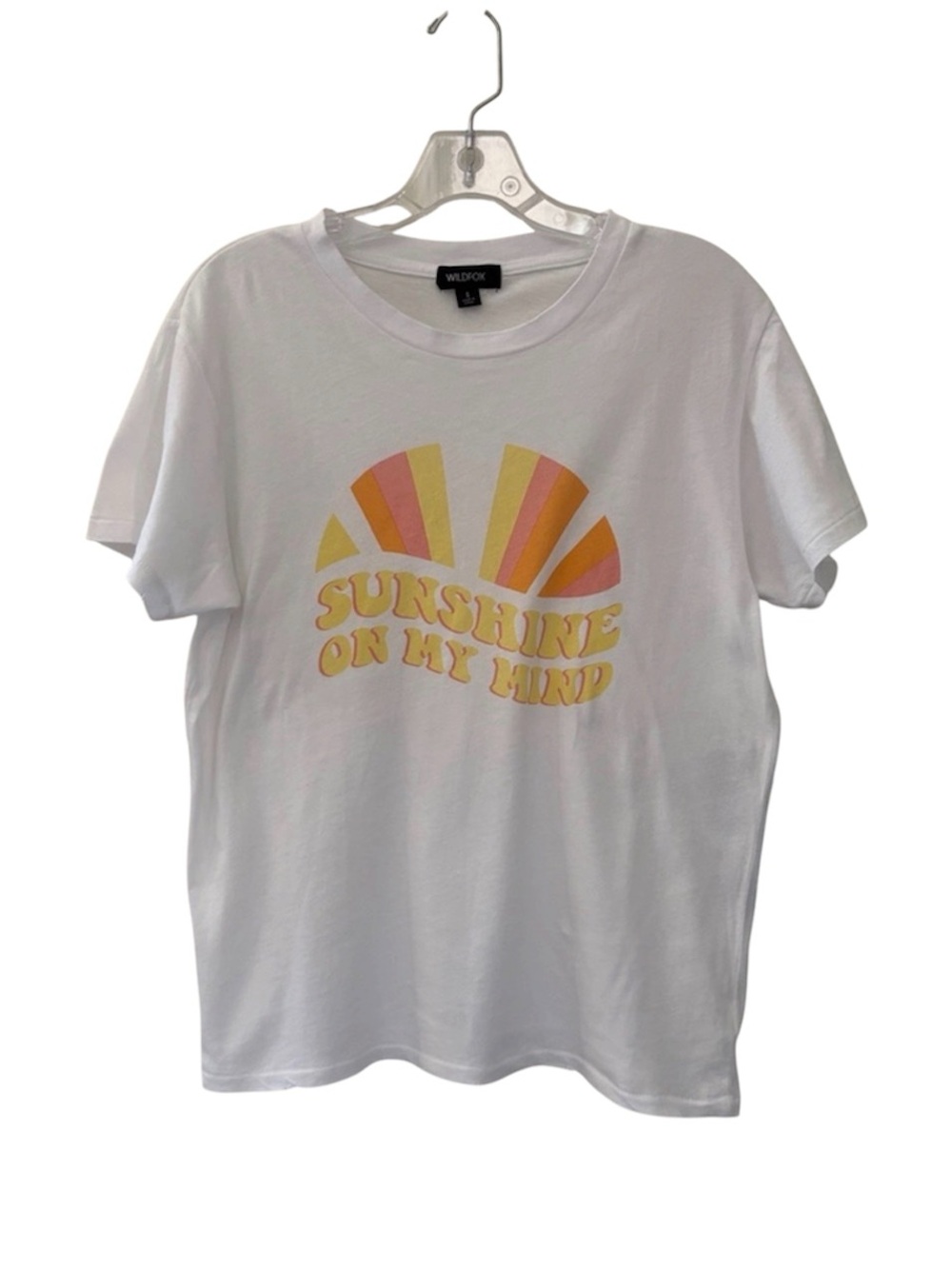 WildFox White With Yellow, Orange & Pink Sunshine On My Mind Graphic T-Shirt Tee